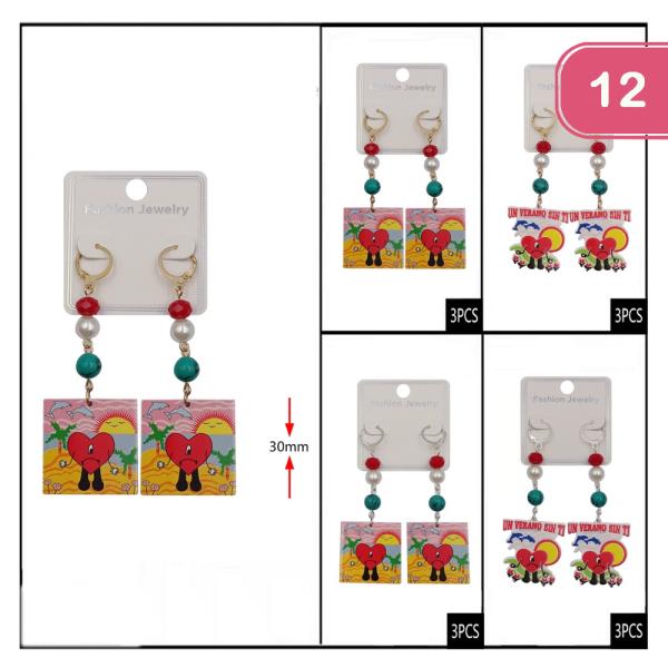 UN VERANO SIN TI HEART DANGLE EARRING (12UNITS)