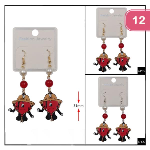 FASHION HEART DANGLE EARRING (12UNITS)