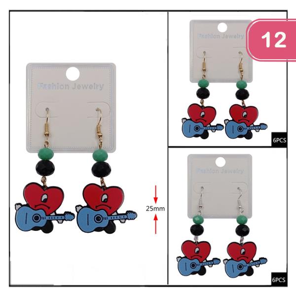 FASHION HEART DANGLE EARRING (12UNITS)