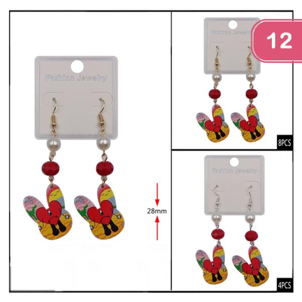 FASHION BUNNY HEART EARRING (12UNITS)