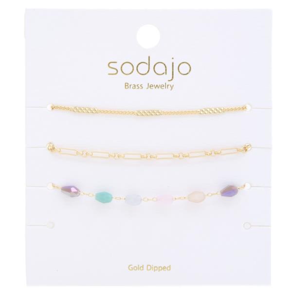 SODAJO BEADED ASSORTED GOLD DIPPED BRACELET