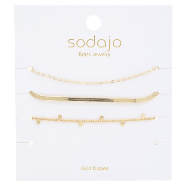 SODAJO FLAT SNAKE CHAIN LINK GOLD DIPPED BRACELET SET