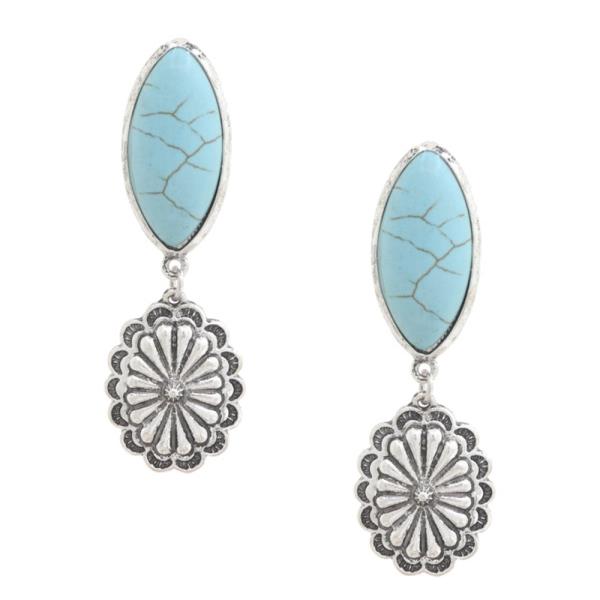 FLOWER MARQUISE SHAPE DANGLE EARRING