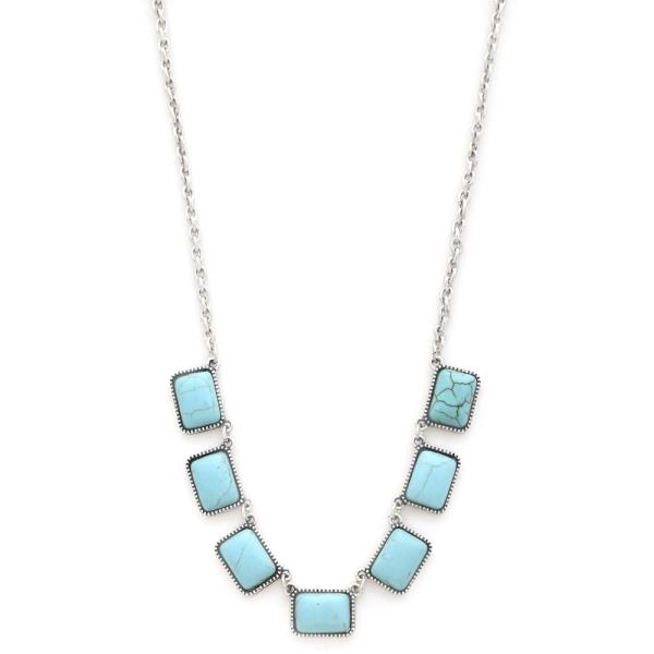 RECTANGLE TURQUOISE LINK NECKLACE