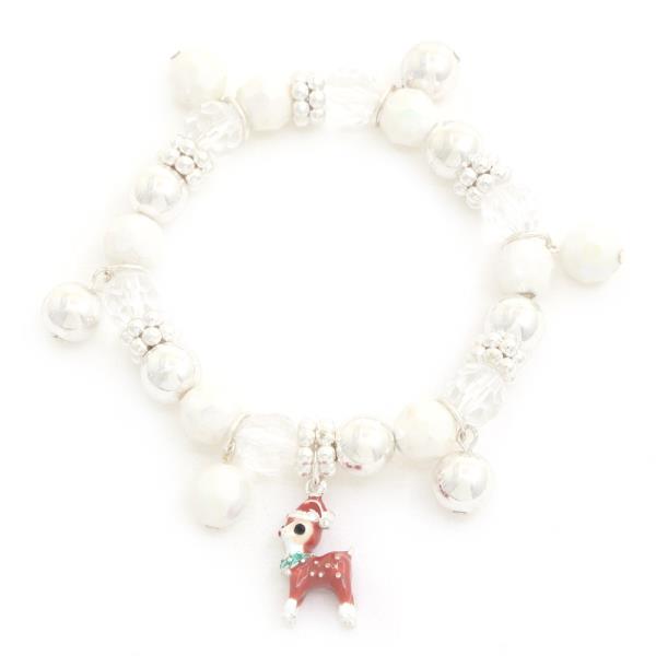 REINDEER CHARM BEADED BRACELET