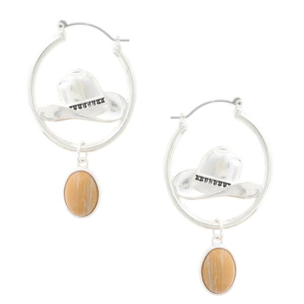 COWBOY HAT OVAL BEAD EARRING