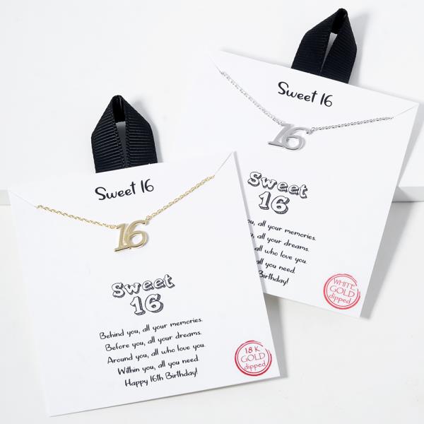 18K GOLD RHODIUM DIPPED SWEET 16 NECKLACE