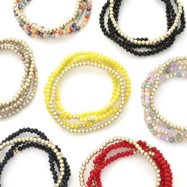 CLAY BALL PAVE STONE ACCENT 3 SET BRACELET
