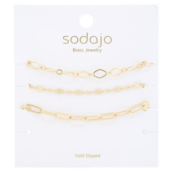 SODAJO OVAL LINK GOLD DIPPED ASSORTED BRACELET SET