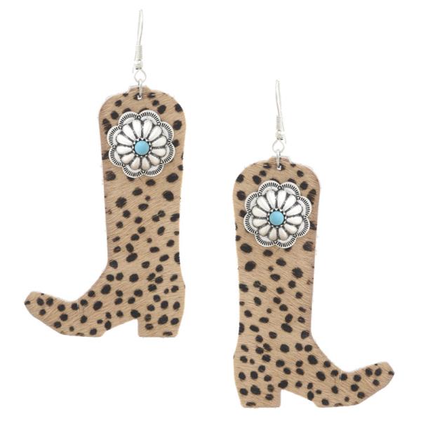 FAUX FUR FLOWER BOOT DANGLE EARRING