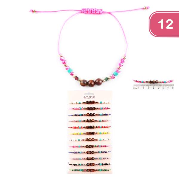 FASHION ADJUSTABLE BEADED BRACELET (12 UNITS)