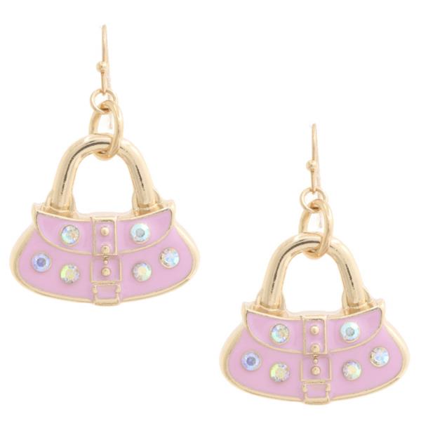 PURSE RHINESTONE DANGLE EARRING