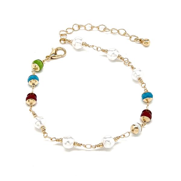 PEARL & MULTI BEAD BRACELET-1LINE