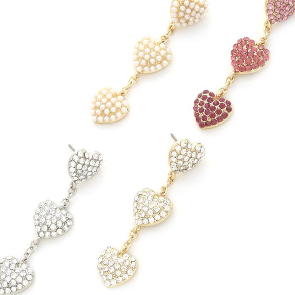 TRIPLE HEART DANGLE EARRING