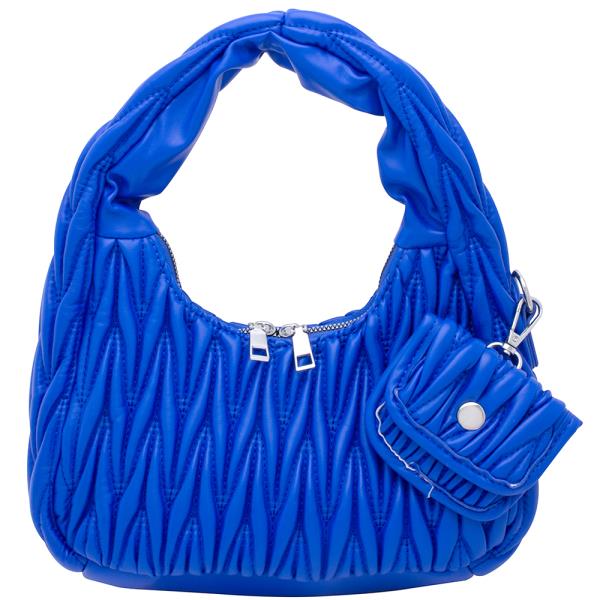 2IN1 TEXTURE HANDLE ROUND SHOULDER BAG WITH COIN POUCH SET