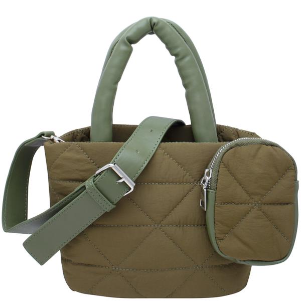 2IN1 SMOOTH CUSHION DESIGN HANDLE BAG WITH POUCH SET