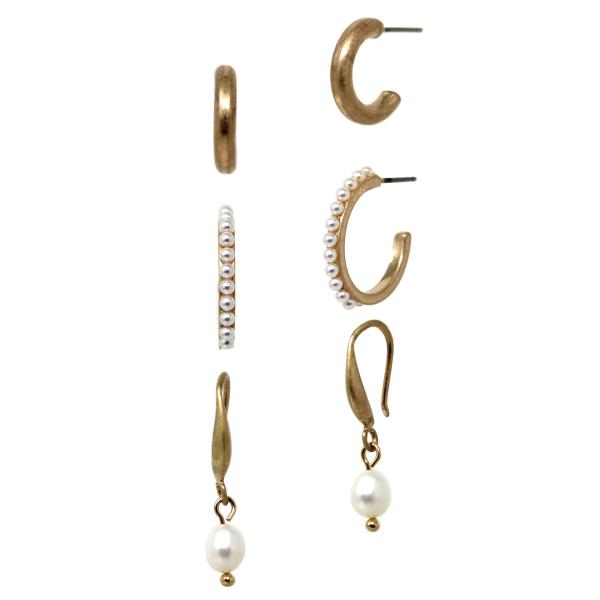 3 SET OF ERS - HOOP ER WITH PEARL