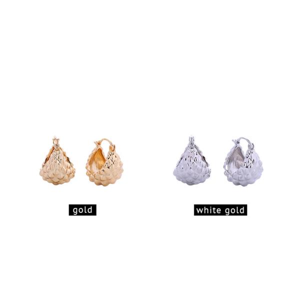 14K GOLD/WHITE GOLD DIPPED BUMPY ROCKY PINCATCH EARRINGS