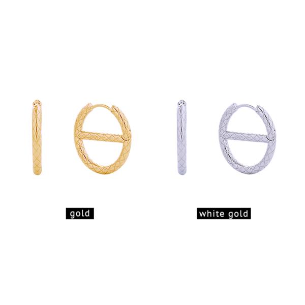 14K GOLD/WHITE GOLD DIPPED FARANDOLE HUGGIE EARRINGS