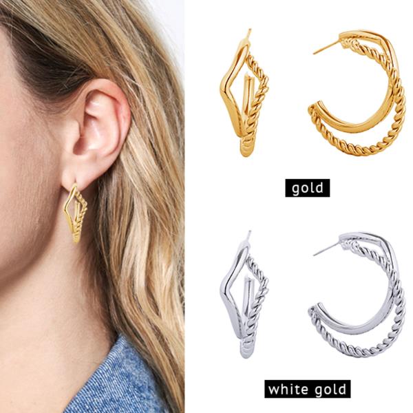 14K GOLD/WHITE GOLD DIPPED POST HOOP EARRING