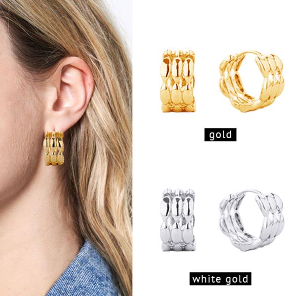 14K GOLD/WHITE GOLD DIPPED HUGGIE HOOP EARRING