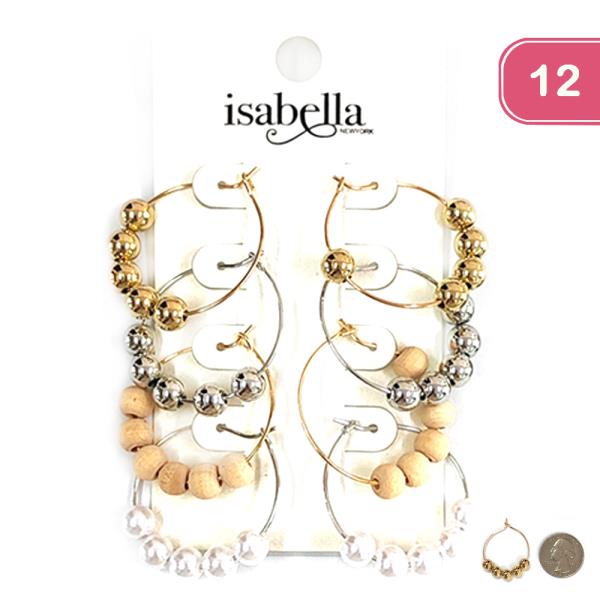 FASHION BEAD HOOOP EARRING (12 UNITS)