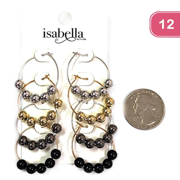 FASHION BEAD HOOP EARRING (12 UNITS)