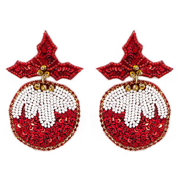 SEED BEAD CHRISTMAS GLOBE EARRING