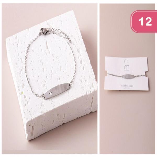 STAINLESS STEEL STAR BAR BRACELET (12 UNITS)