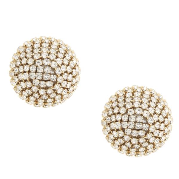 PAVED RHINESTONE BALL STUD EARRING