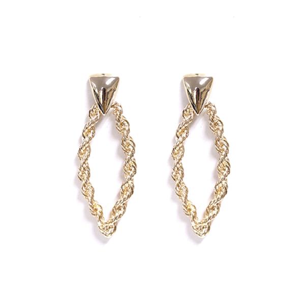 METAL ROPE OVAL DANGLE EARRING