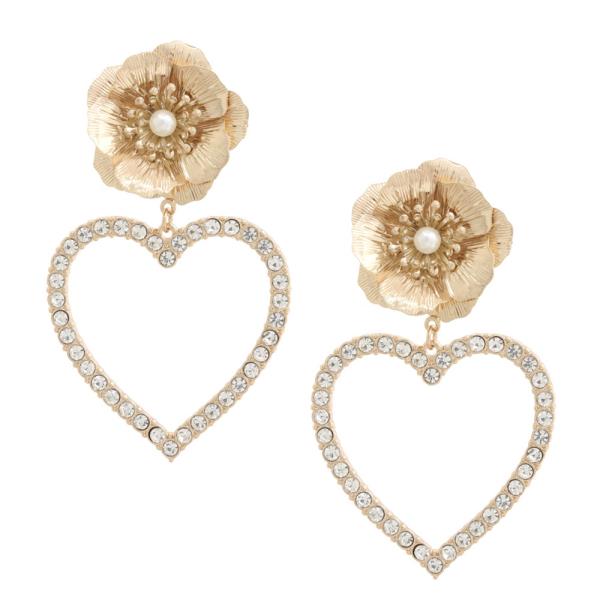 PEARL HEART DANGLE EARRING