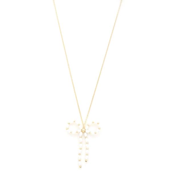 PEARL BOW PENDANT NECKLACE