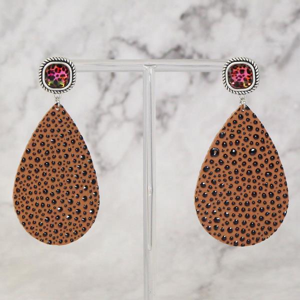 WESTERN STYLE LEOPARD TEARDROP DANGLE EARRING