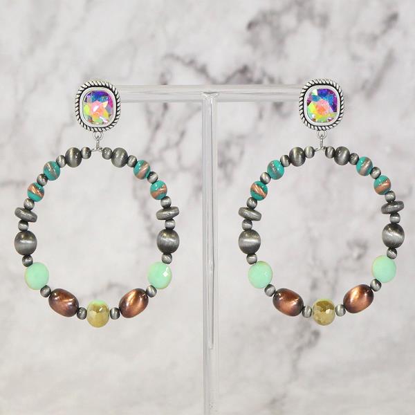 WESTERN STYLE ROUND BEAD DANGLE EARRING