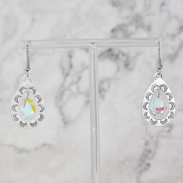 WESTERN STYLE TEARDROP GEMSTONE DANGLE EARRING