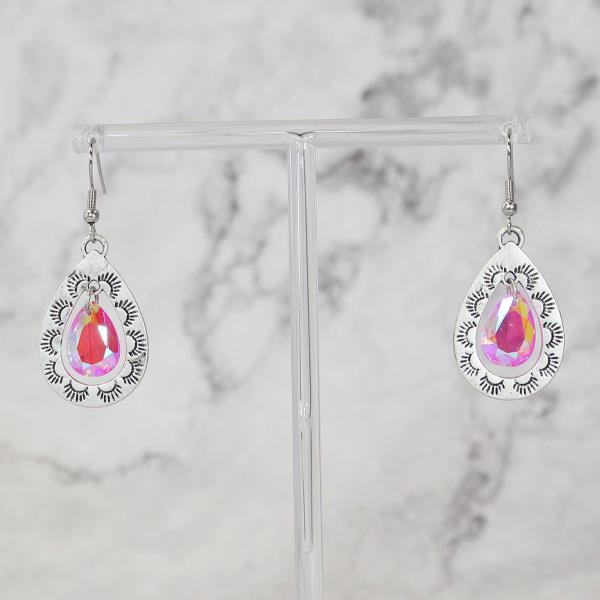 WESTERN STYLE TEARDROP GEMSTONE DANGLE EARRING