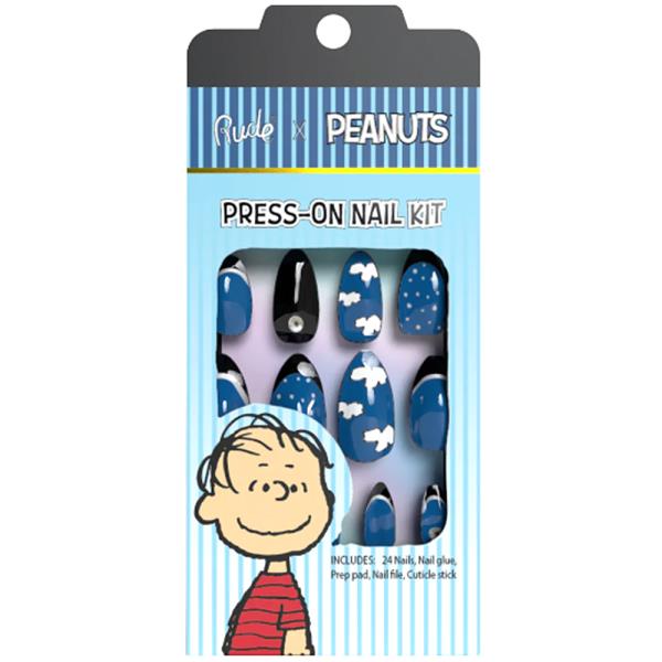 RUDE COSMETICS PEANUTS PRESS ON NAIL KIT LINUS