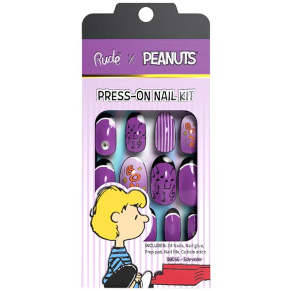 RUDE COSMETICS PEANUTS PRESS ON NAILS KIT SCHROEDER