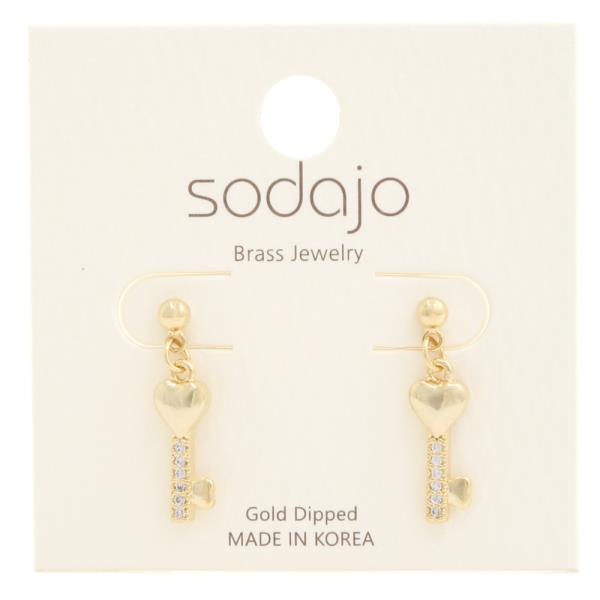 SODAJO HEART KEY GOLD DIPPED EARRING