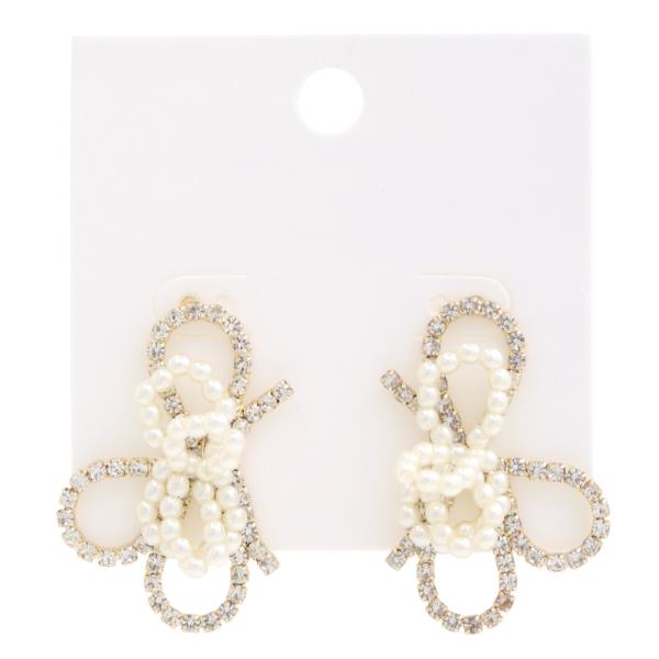 FLOWER PEARL RHINESTONE EARRING