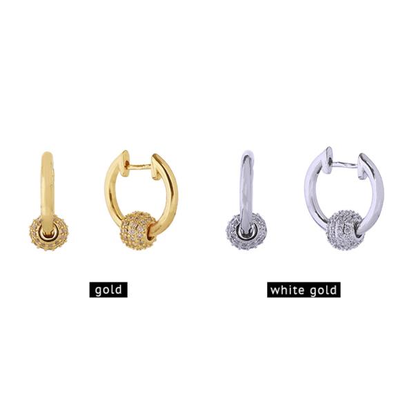 14K GOLD/WHITE GOLD DIPPED DUO HOOP HUGGIE EARRINGS