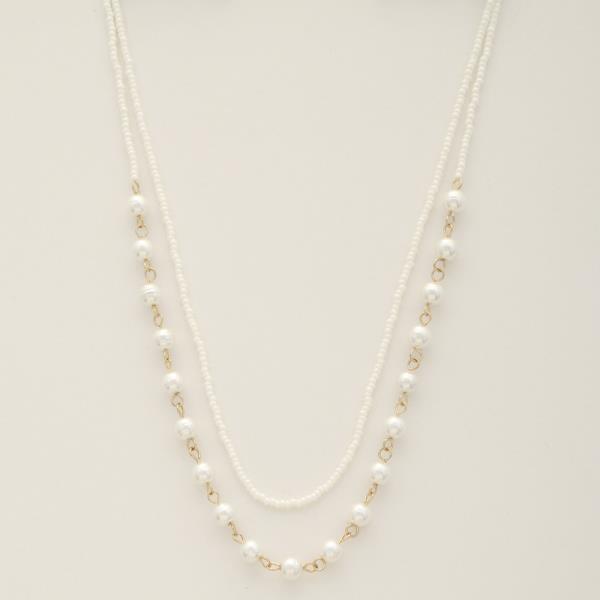 PEARL SEED BEAD LAYERED NECKLACE