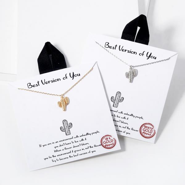 18K GOLD RHODIUM DIPPED BEST VERSION OF YOU CACTUS NECKLACE