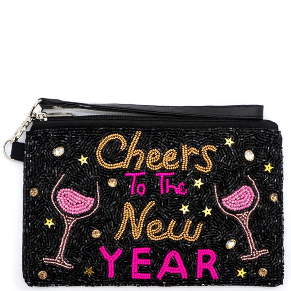 CHEERS TO THE NEW YEAR SEED BEAD BAG