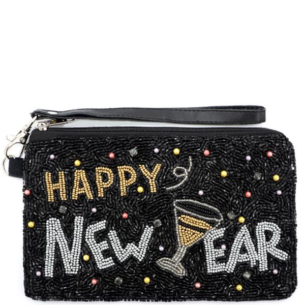 HAPPY NEW YEAR SEED BEAD BAG