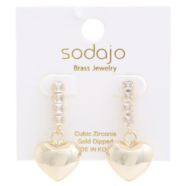 SODAJO HEART CZ GOLD DIPPED DANGLE EARRING