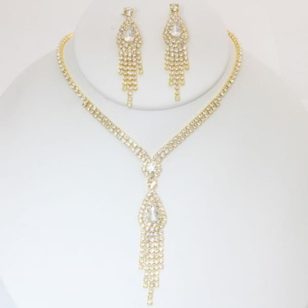 CRYSTAL RHINESTONE NECKLACE EARRING SET