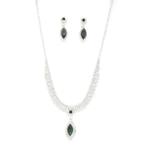 CRYSTAL RHINESTONE NECKLACE EARRING SET