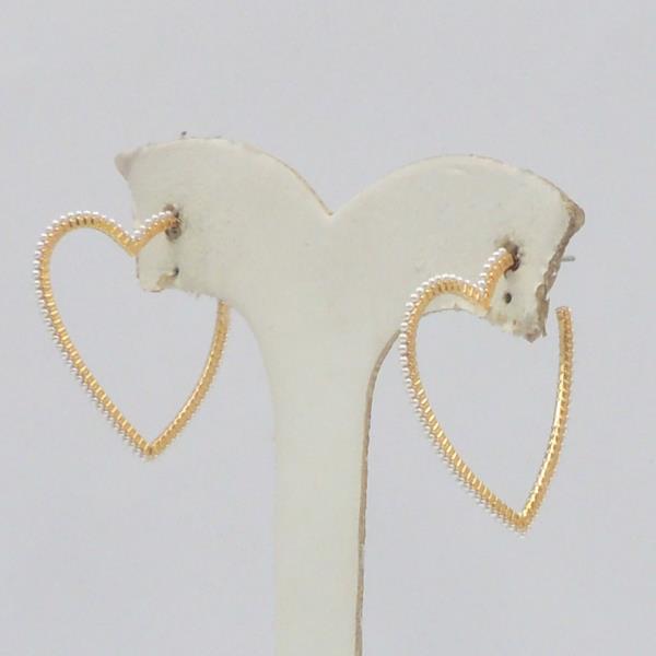 METAL PEARL HEART EARRING